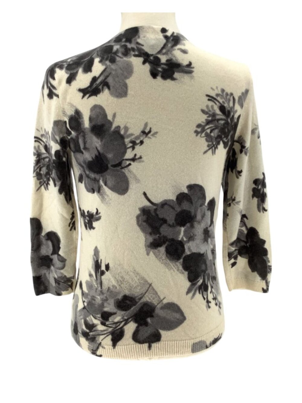 Talbots 100% Cashmere Audrey Sweater Super Soft Floral 3/4 Sleeve Women's MP - Picture 4 of 7